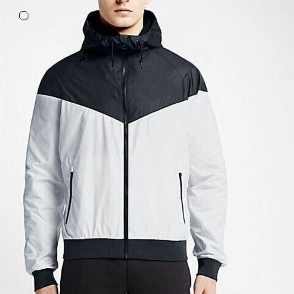 Man super stylish white and black windbreaker